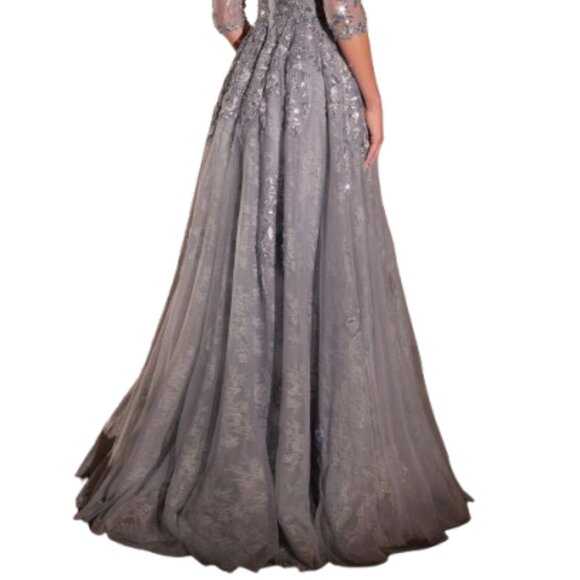 NWT Ladivine CK2401 Embroidered Mother of the Bride Dress Smoky Blue 20 - Picture 4 of 6